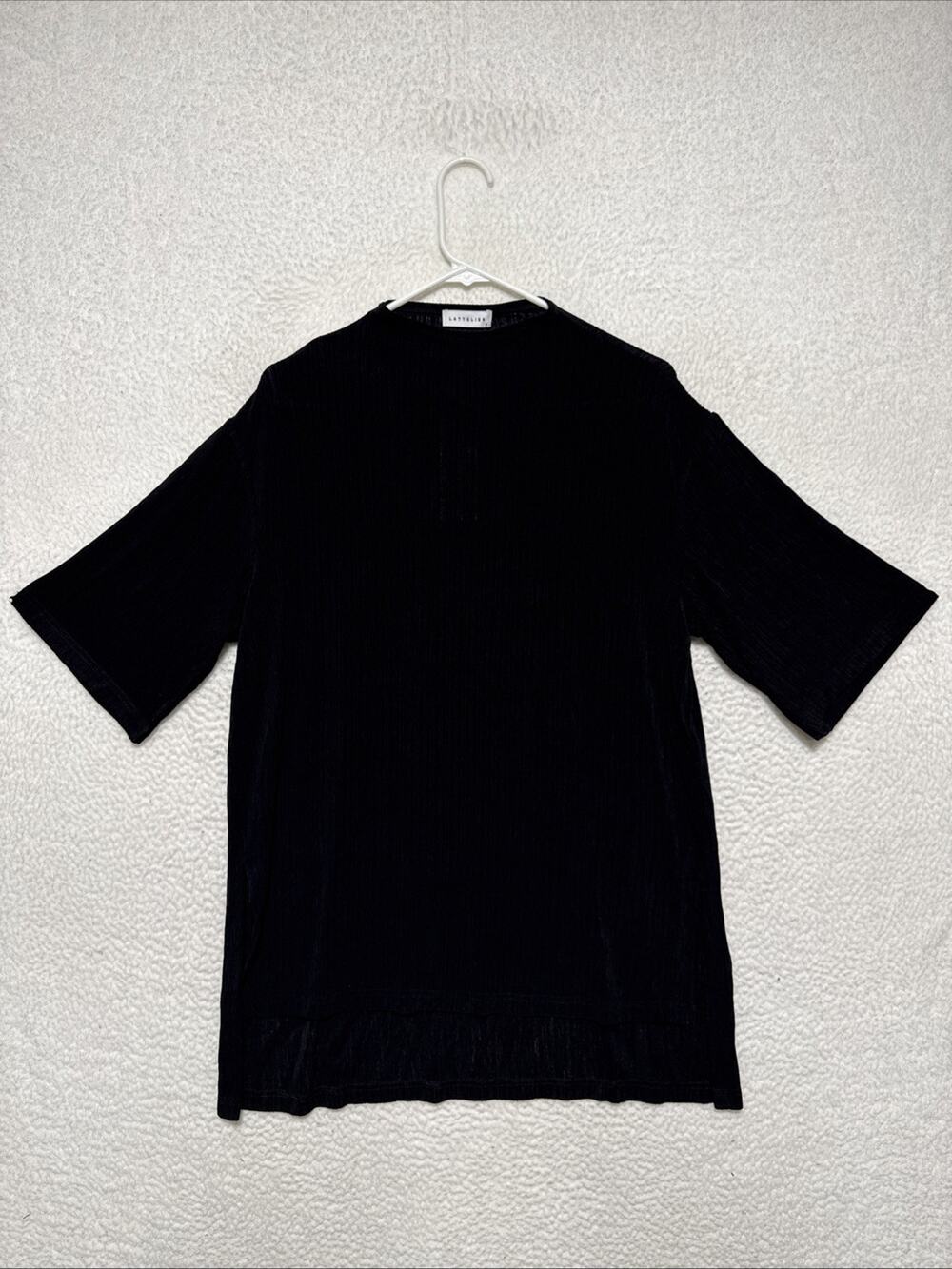 Lattelier Black Elbow Length Sleeve Top High Low Hem Women’s Size M